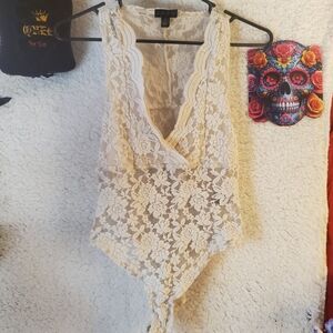 Elegant Lace Cream Bodysuit